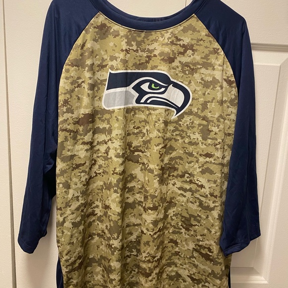 Nike Dri Fit T-shirt Women’s L Camo & Blue Seahawks Military Size XXL - Picture 7 of 12